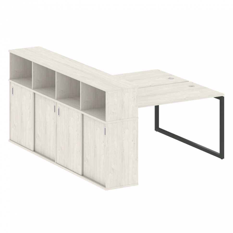 Metal System Quattro Рабочая станция с шкафом-купе на О-образном м/к 40БО.РС-СШК-4.3 Т Дуб Наварра/М