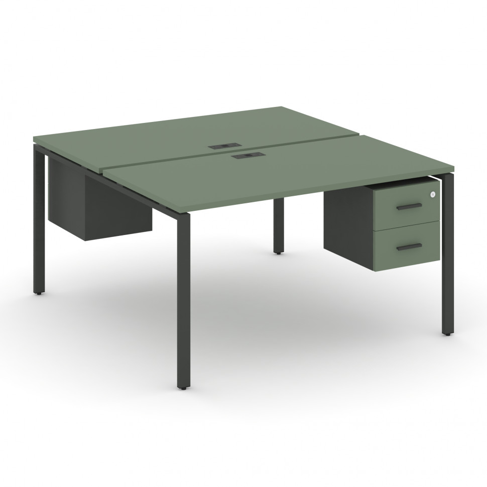 Concept Рабочая станция 2 сторонняя с подвесными тумбами на 2 места CN.DRS-114 A Кобо/Антрацит/Метал