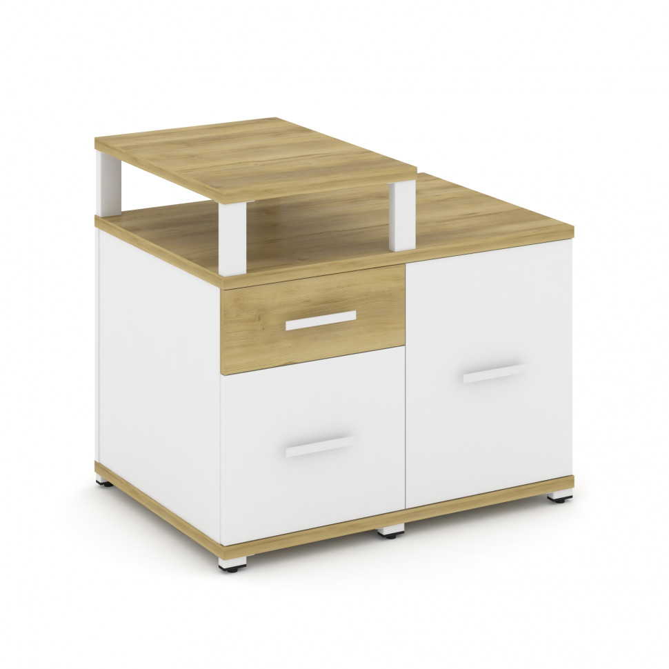 Concept Тумба приставная сервисная с надставкой узкой CN.TSR-002 W Дуб Винченцо/Белый Бриллиант/Мета