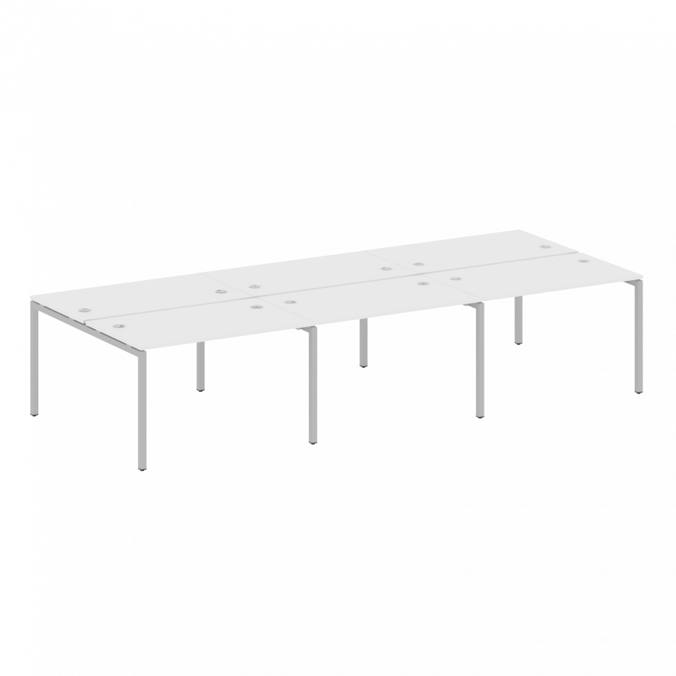 Metal System Quattro Рабочая станция на 6 раб. мест на П-образном м/к 40БП.СМ-6.2 Белый/Металл Серый Metal System Quattro Рабочая станция на 6 раб. мест на П-образном м/к 40БП.СМ-6.2 Белый/Металл Серый