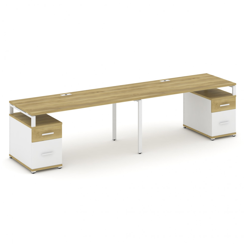 Concept Рабочая станция 2 места с 2 опорными тумбами CN.ORS-324 W Дуб Винченцо/Белый Бриллиант/Метал Concept Рабочая станция 2 места с 2 опорными тумбами CN.ORS-324 W Дуб Винченцо/Белый Бриллиант/Метал