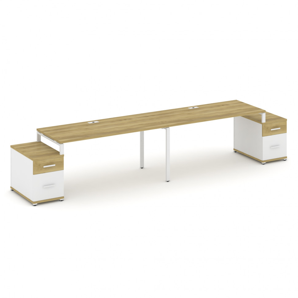 Concept Рабочая станция 2 места с 2 опорными тумбами CN.ORS-324 W Дуб Винченцо/Белый Бриллиант/Метал Concept Рабочая станция 2 места с 2 опорными тумбами CN.ORS-324 W Дуб Винченцо/Белый Бриллиант/Метал
