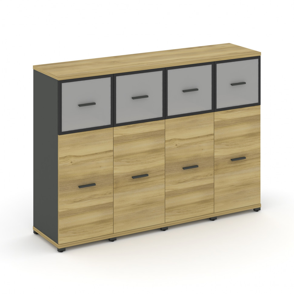 Concept Шкаф 4 узкие секции, 3 ниши CN.STU-344 RMB A Дуб Винченцо/Антрацит/Металл Антрацит/Сатин 166