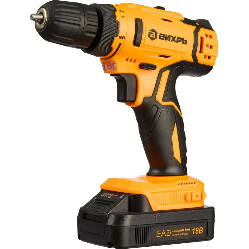Дрель-шуруповерт аккумуляторная ВИХРЬ ДА-18Л-2КА 1,5 А/ч (72/14/25)