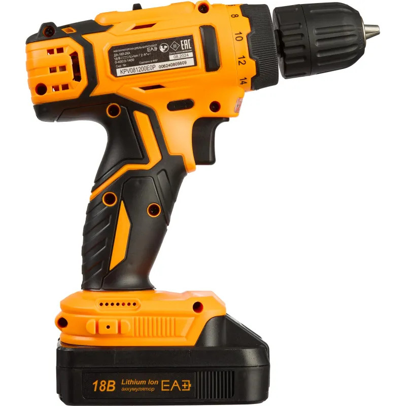 Дрель-шуруповерт аккумуляторная ВИХРЬ ДА-18Л-2КА 1,5 А/ч (72/14/25)