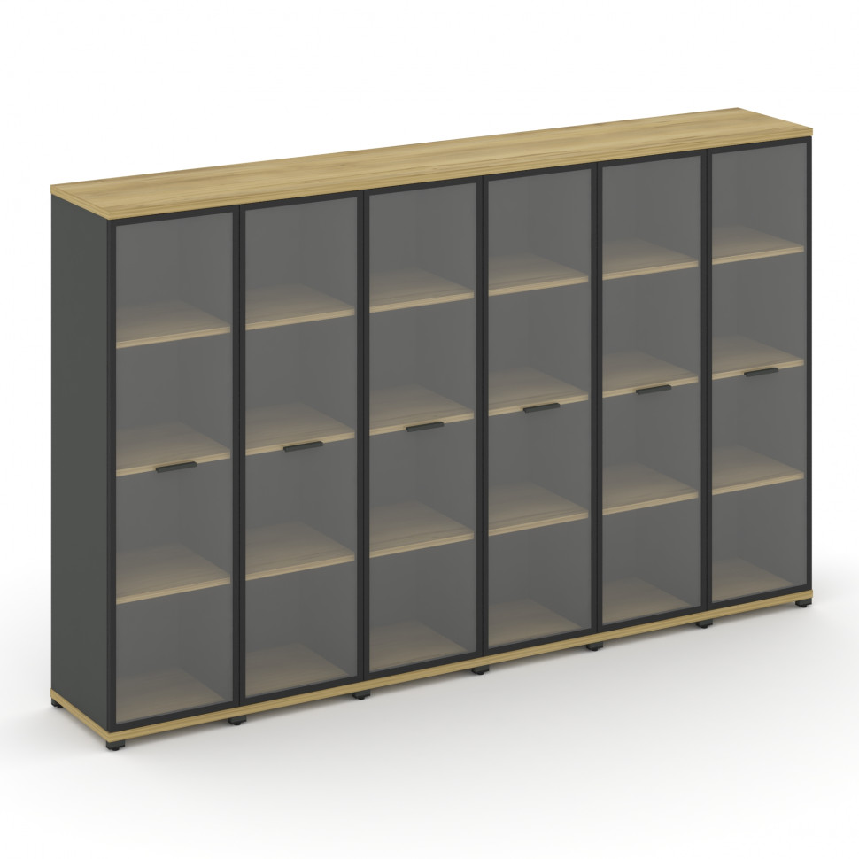 Concept Шкаф 6 узких секций, 4 ниши CN.STU-466 RPB A Дуб Винченцо/Антрацит/Металл Антрацит/Прозрачны