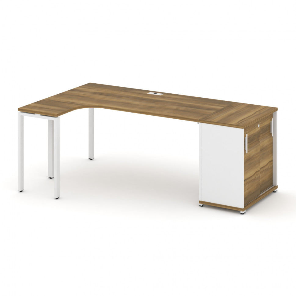 Concept Стол эргономичный с опорным шкафом-купе CN.SA-218(L) W Сандал Янтарный/Белый Бриллиант/Мета Concept Стол эргономичный с опорным шкафом-купе CN.SA-218(L) W Сандал Янтарный/Белый Бриллиант/Мета
