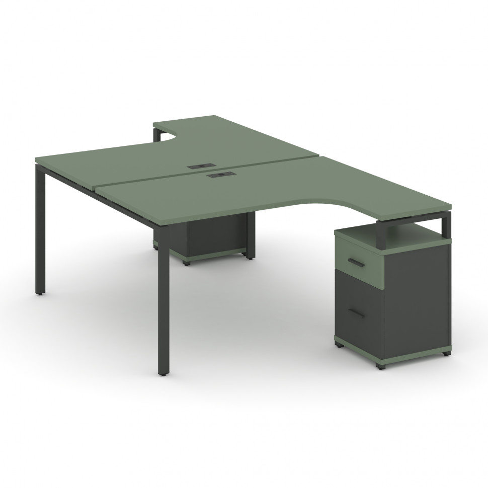 Concept Рабочая станция с 2 опорными тумбами CN.DSA-308 A Кобо/Антрацит/Металл Антрацит 1580*2400*75