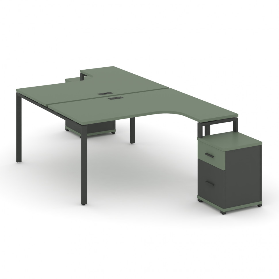 Concept Рабочая станция с 2 опорными тумбами CN.DSA-308 A Кобо/Антрацит/Металл Антрацит 1580*2400*75