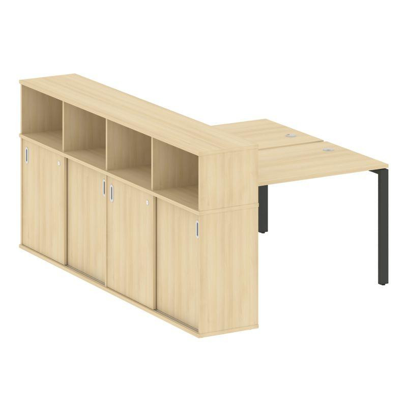 Metal System Рабочая станция с шкафом-купе на П-образном м/к БП.РС-СШК-4.2 Т Акация Лорка/Металл Ант