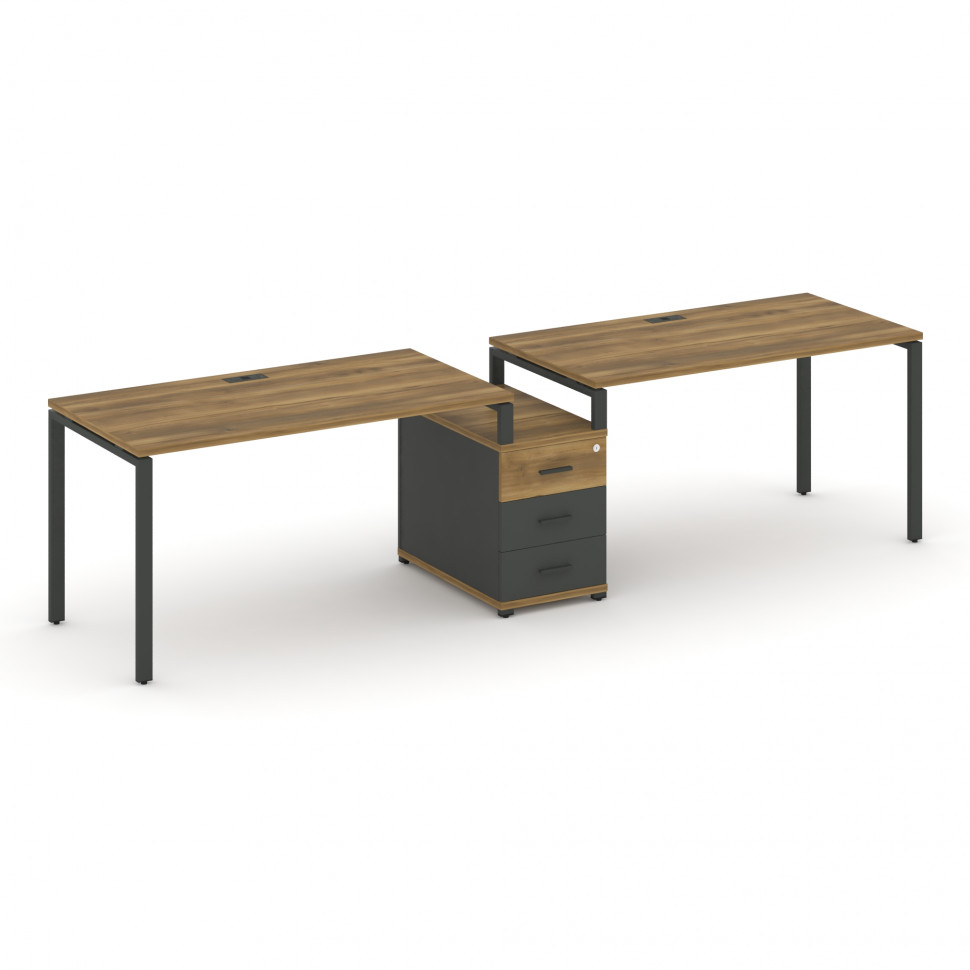 Concept Рабочая станция 2 места с 1 опорной тумбой CN.ORS-304 A Сандал Янтарный/Антрацит/Металл Антр Concept Рабочая станция 2 места с 1 опорной тумбой CN.ORS-304 A Сандал Янтарный/Антрацит/Металл Антр