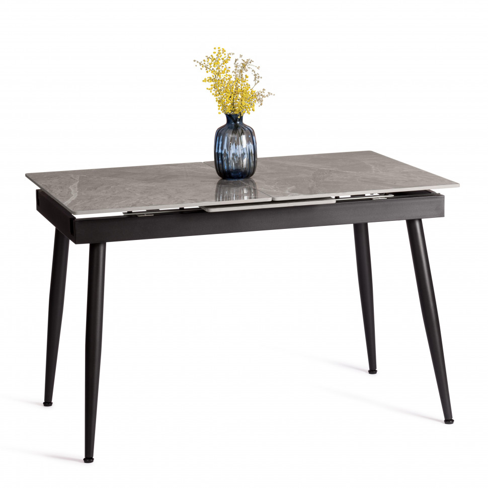 Стол обеденный Balmoral / Балморал столешница керамика (глянцевая) / опоры металл, серый/чёрный, (120+40)x80x75(+1) см