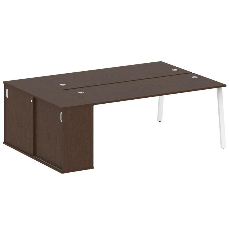 Metal System Рабочая станция с шкафом-купе на А-образном м/к БА.РС-СШК-1.5 Т Венге Цаво/Металл Белый