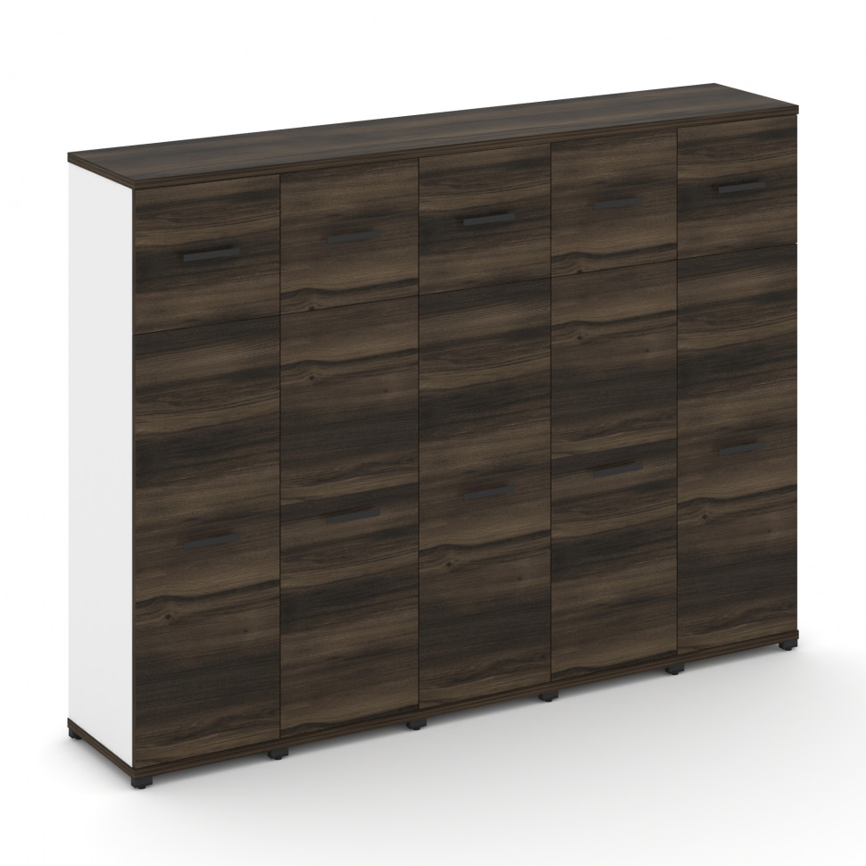 Concept Шкаф 5 узких секций, 4 ниши CN.STU-454 B Дуб Мали/Белый Бриллиант/Металл Черный 2084*420*155