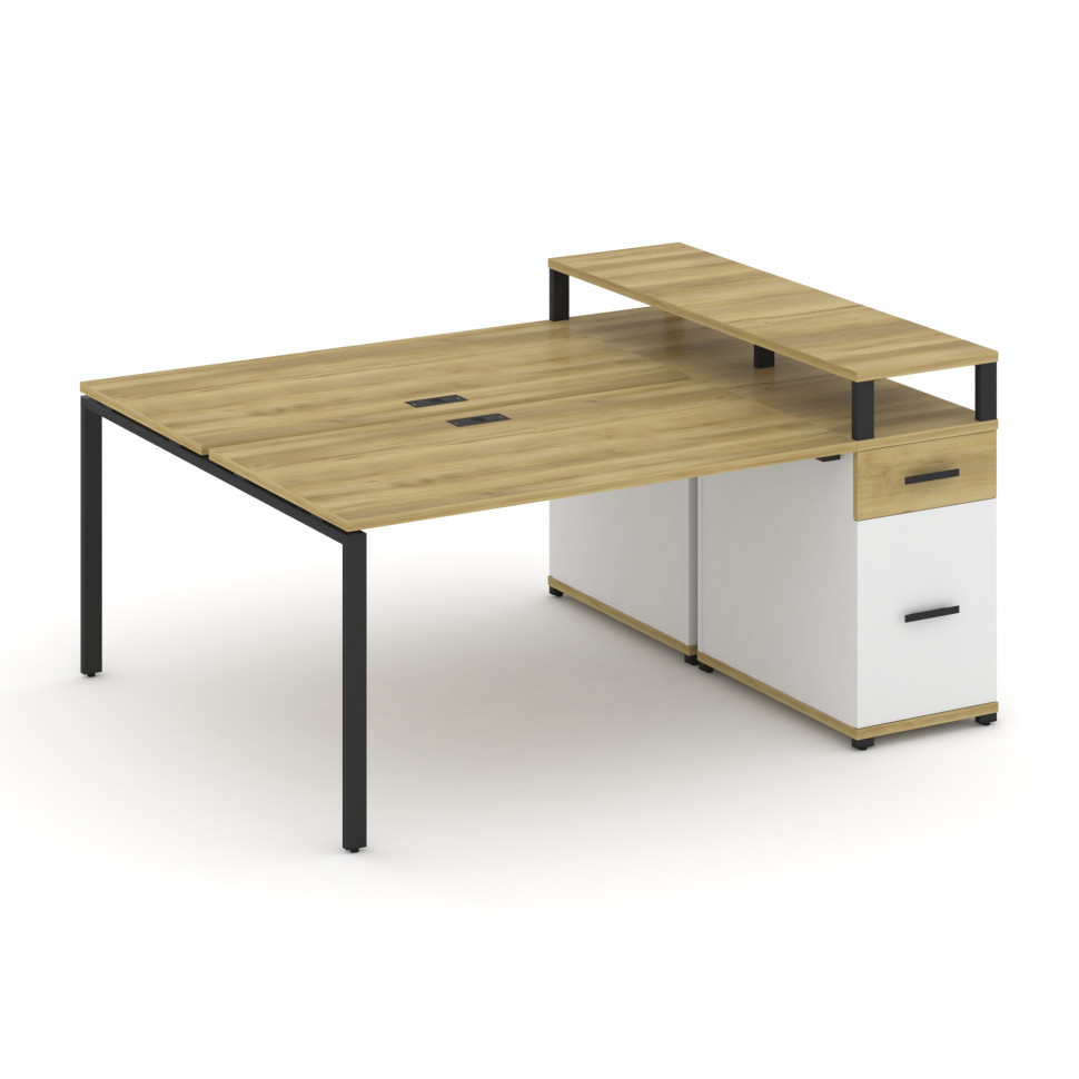 Concept Рабочая станция с 1 опорной тумбой CN.DRS-415 B Дуб Винченцо/Белый Бриллиант/Металл Черный 1 Concept Рабочая станция с 1 опорной тумбой CN.DRS-415 B Дуб Винченцо/Белый Бриллиант/Металл Черный 1