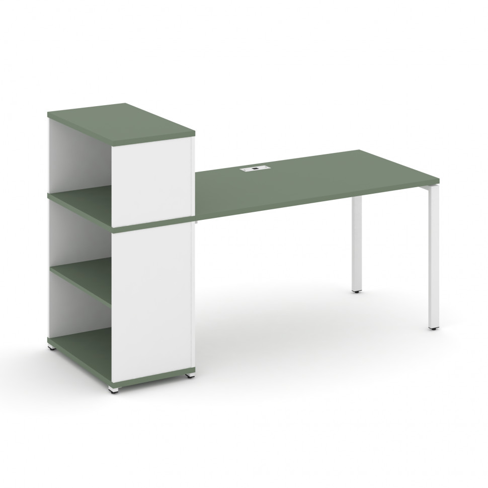 Concept Стол рабочий с опорным стеллажом с надставкой низ. CN.SP-209 Кобо/Белый Бриллиант/Металл Бел Concept Стол рабочий с опорным стеллажом с надставкой низ. CN.SP-209 Кобо/Белый Бриллиант/Металл Бел