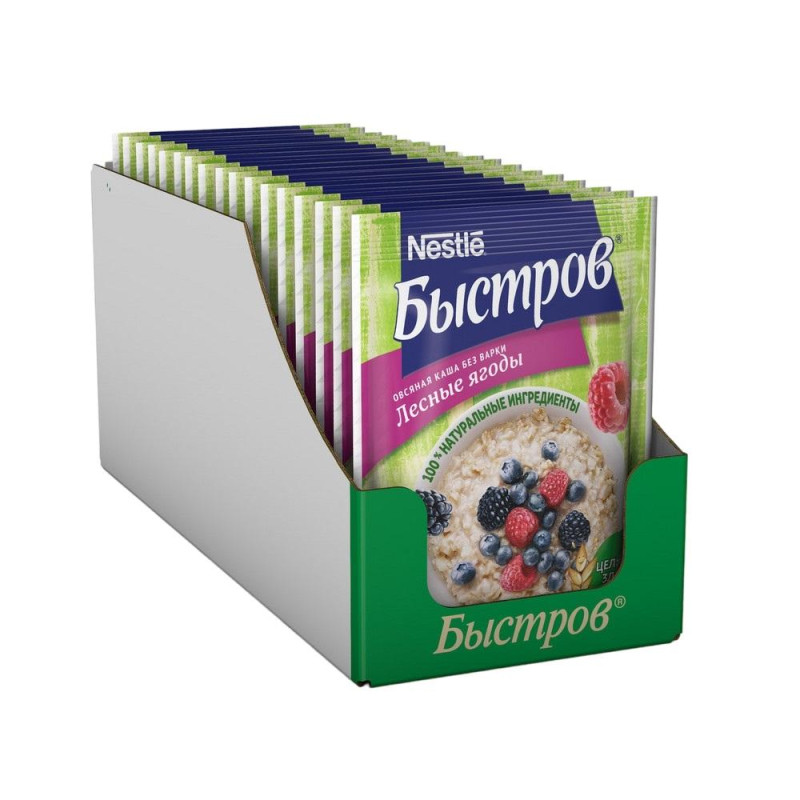 Каша Быстров овсяная с лесными ягодами (без варки), 40гх17шт/уп
