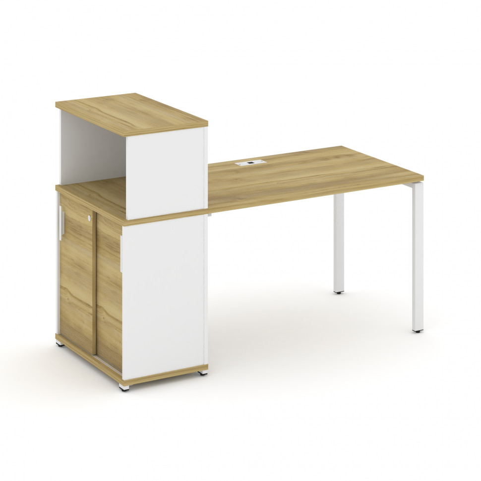 Concept Стол рабочий с опорным шкафом-купе с надставкой низ. CN.SP-238 W Дуб Винченцо/Белый Бриллиан Concept Стол рабочий с опорным шкафом-купе с надставкой низ. CN.SP-238 W Дуб Винченцо/Белый Бриллиан