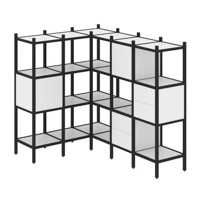 Loft Угловой внутренний стеллаж VR.L-30 Белый Бриллиант/Металл Черный 1278*1694*1458 Loft Угловой внутренний стеллаж VR.L-30 Белый Бриллиант/Металл Черный 1278*1694*1458