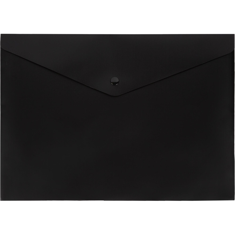 Папка-конверт на кнопке Attache А4, пл 180 мкм, 10шт/уп, черная непрозр