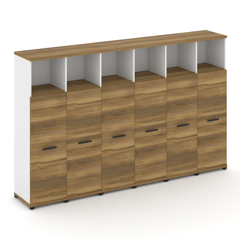 Concept Шкаф 6 узких секций, 4 ниши CN.STU-463 B Сандал Янтарный/Белый Бриллиант/Металл Черный 2500*