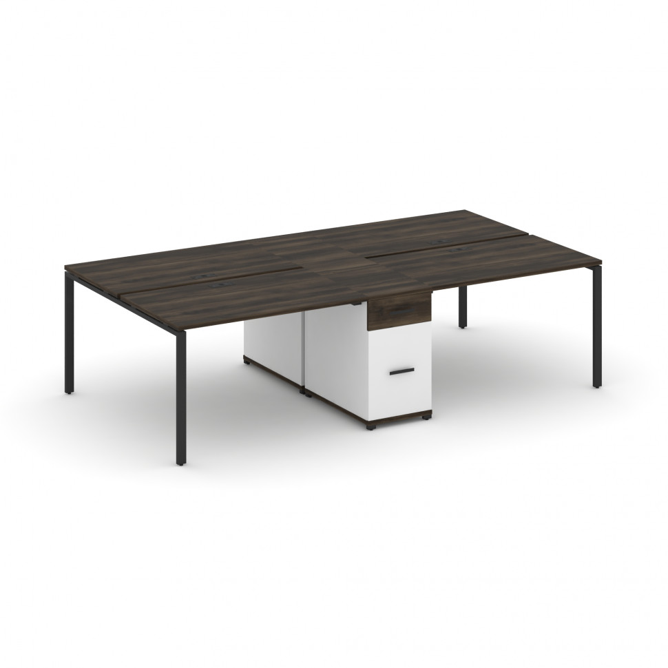 Concept Рабочая станция 4 места с 1 опорной тумбой CN.DRS-422 B Дуб Мали/Белый Бриллиант/Металл Черн