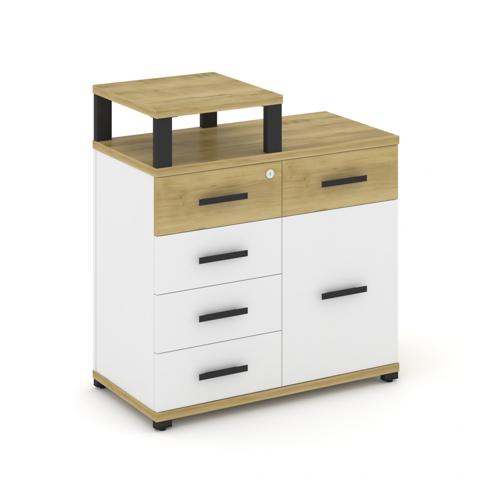 Concept Тумба приставная широкая 5 ящ.+1 распаш. фасад с надставкой узкой CN.TSP-017 B Дуб Винченцо/ Concept Тумба приставная широкая 5 ящ.+1 распаш. фасад с надставкой узкой CN.TSP-017 B Дуб Винченцо/