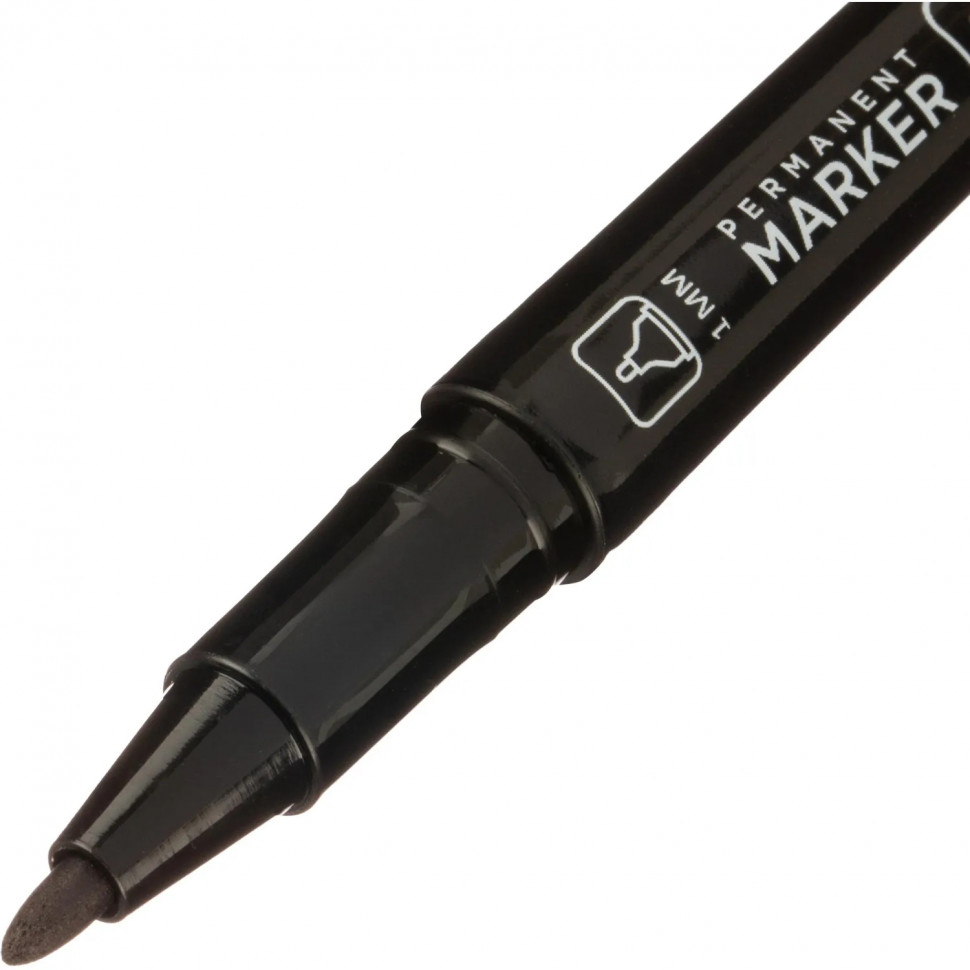 Маркер перманентный Attache 0,4/1мм черный, двусторонний, игольчатый/кругл