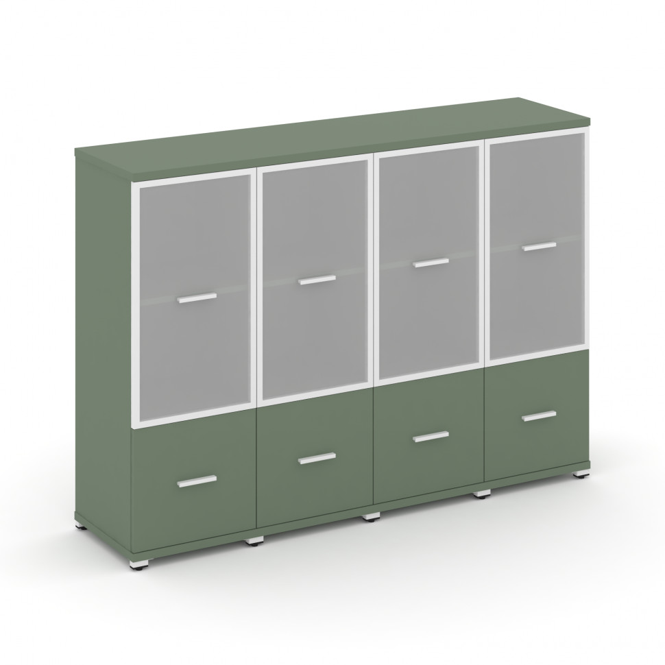 Concept Шкаф 4 узкие секции, 3 ниши CN.STU-342 RMW W Кобо/Металл Белый/Сатин 1668*420*1186