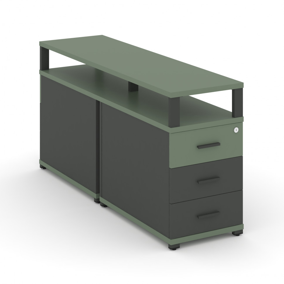 Concept Тумба двухсторонняя приставная 3 ящ. с надставкой. CN.DTGP-001 A Кобо/Антрацит/Металл Антрац