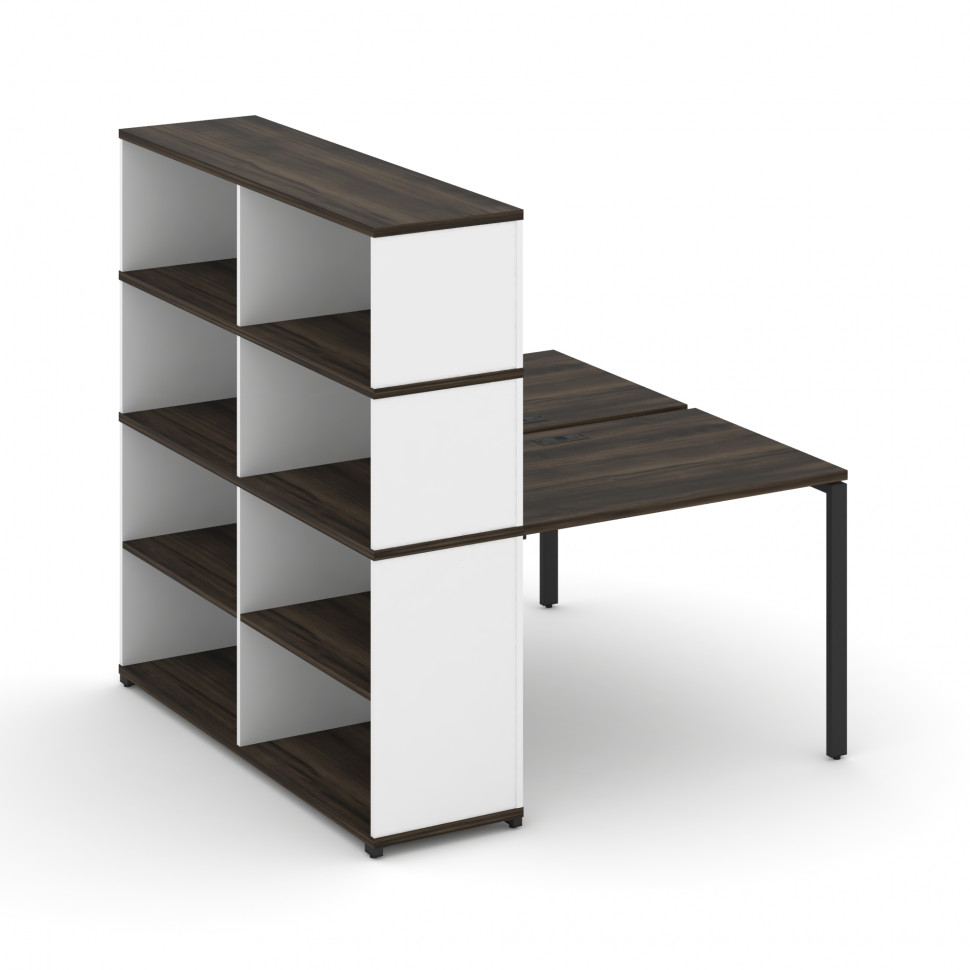 Concept Рабочая станция с опорным стеллажом с надставкой выс. CN.DRS-213 Дуб Мали/Белый Бриллиант/Ме