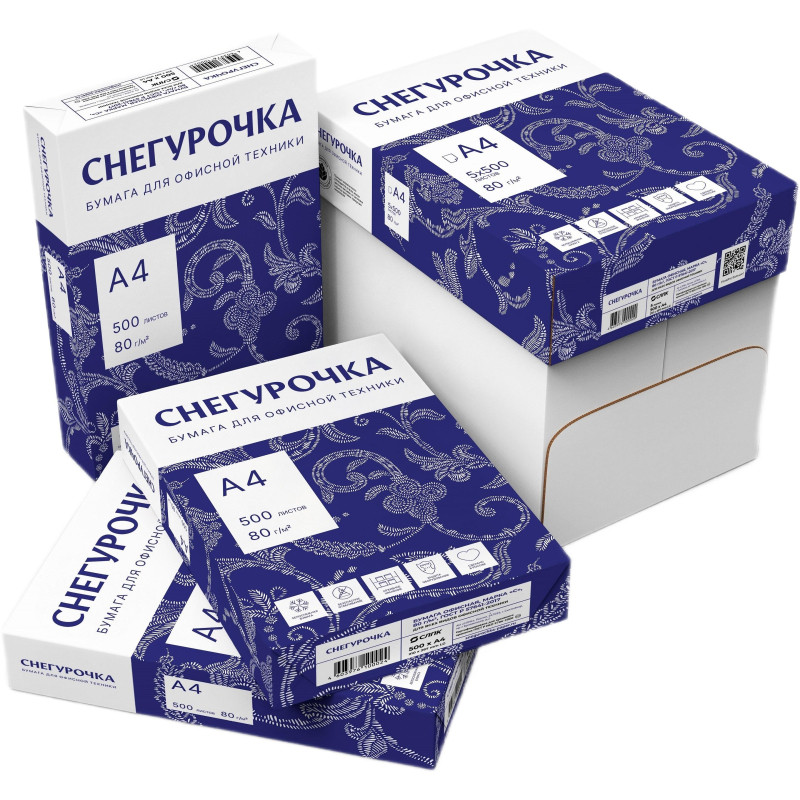 Бумага Снегурочка А4, марка С, 80 г/кв.м, 500 л
