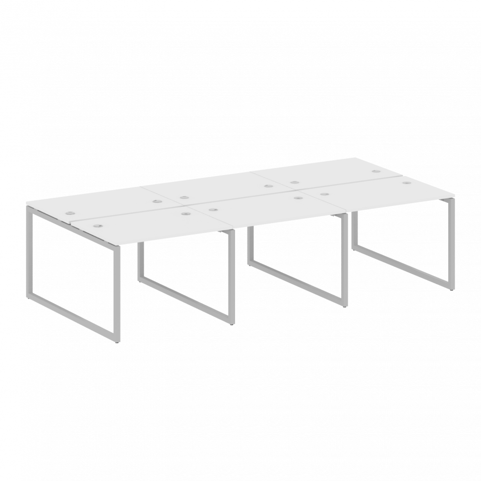 Metal System Quattro Рабочая станция на 6 раб. мест на О-образном м/к 40БО.СМ-6.1 Белый/Металл Серый