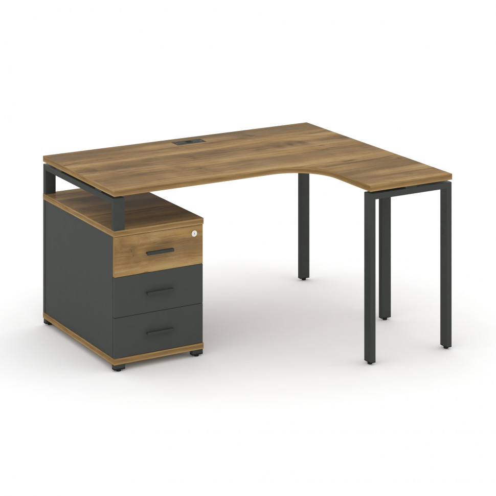 Concept Стол эргономичный с опорной тумбой CN.SA-301(R) A Сандал Янтарный/Антрацит/Металл Антрацит 1 Concept Стол эргономичный с опорной тумбой CN.SA-301(R) A Сандал Янтарный/Антрацит/Металл Антрацит 1