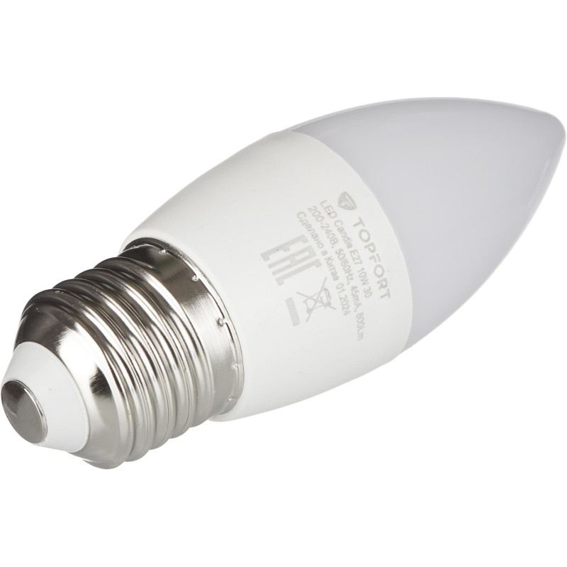 Лампа светодиодная Topfort E27 10W 3000K свеча