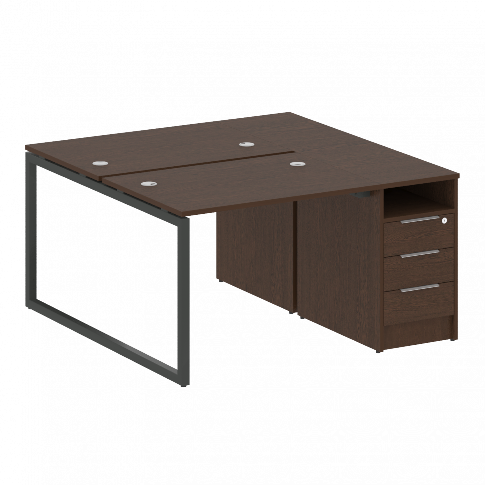 Metal System Quattro Рабочая станция с тумбой на О-образном м/к 40БО.РС-СТП-2.1 Венге Цаво/Металл Ан