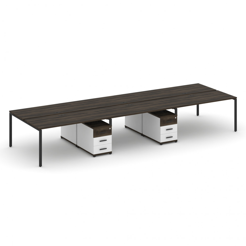 Concept Рабочая станция 6 мест с 2 двухсторонними опорными тумбами CN.DRS-344 B Дуб Мали/Белый Брилл