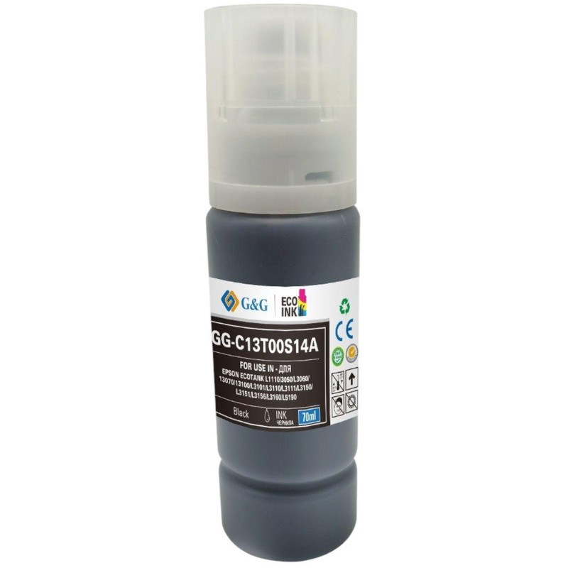 Чернила G&G (GG-C13T00S14A) чер. 70мл для L1110, L3151 Чернила G&G (GG-C13T00S14A) чер. 70мл для L1110, L3151