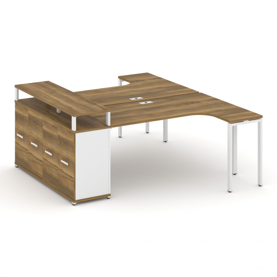 Concept Рабочая станция с опорным распаш. шкафом с верх. горизонтом CN.DSA-212 W Сандал Янтарный/Бел