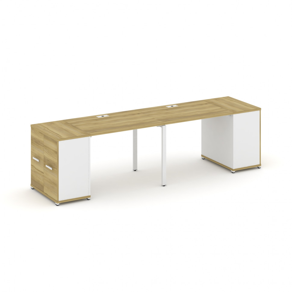 Concept Рабочая станция с опорными распаш. шкафами CN.ORS-217 W Дуб Винченцо/Белый Бриллиант/Металл