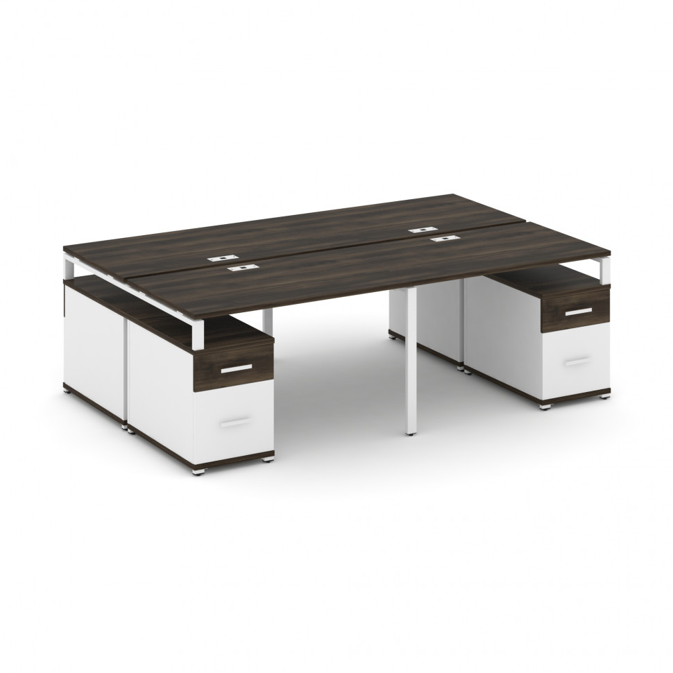 Concept Рабочая станция 4 места с 2 двухсторонними опорными тумбами CN.DRS-330 W Дуб Мали/Белый Брил