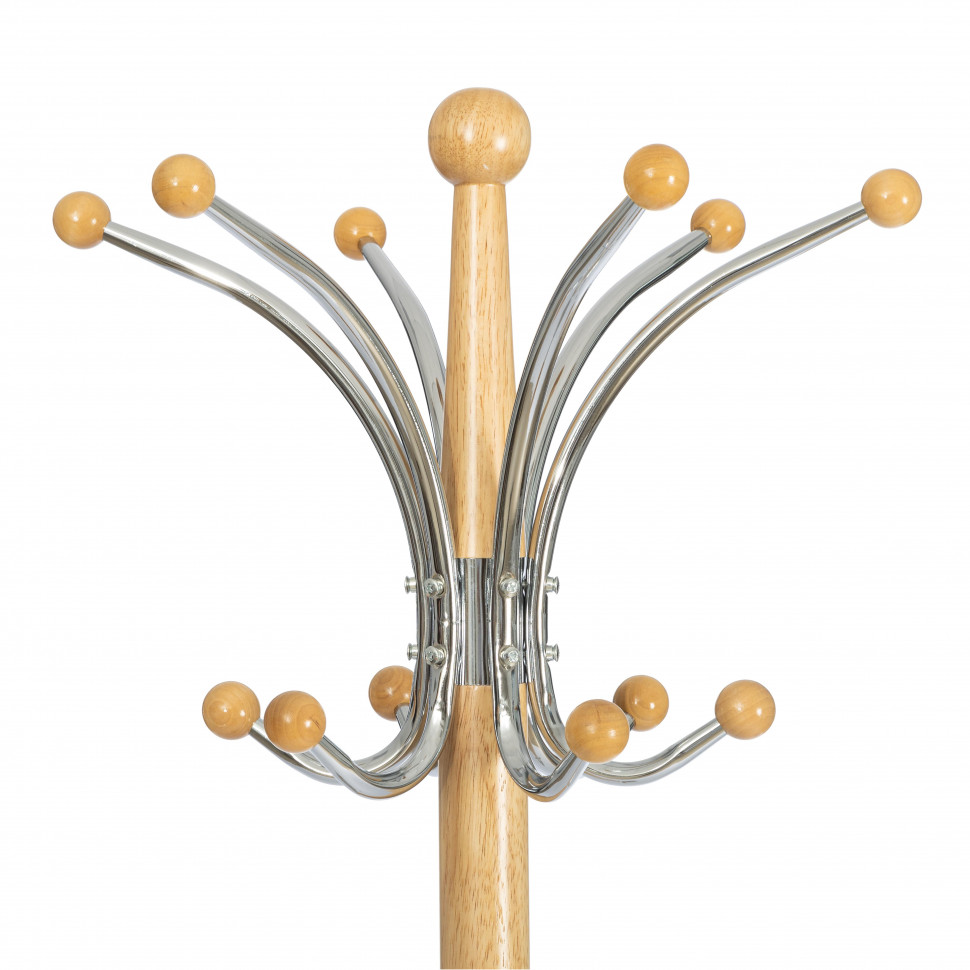 Вешалка Hanami (mod. GH-8617) дерево/хром/мрамор, White (Белый) / Natural (натуральный), 37x37x175см