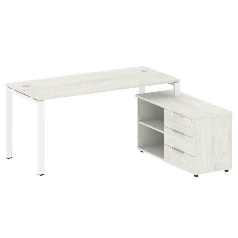 Metal System Рабочая станция с тумбой на П-образном м/к БП.РС-СТС-2.4 (R) Дуб Наварра/Металл Белый 1 Metal System Рабочая станция с тумбой на П-образном м/к БП.РС-СТС-2.4 (R) Дуб Наварра/Металл Белый 1