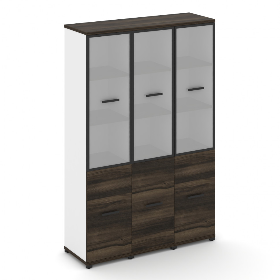 Concept Шкаф 3 узкие секции, 5 ниш CN.STU-532 RMB B Дуб Мали/Белый Бриллиант/Металл Черный/Сатин 125