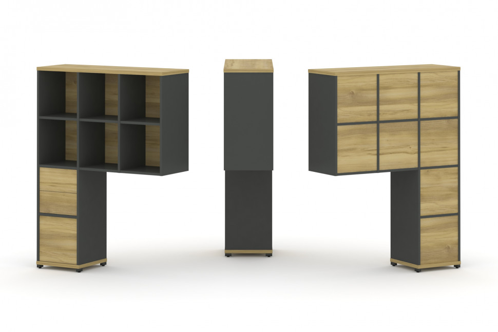 Concept Надставка высокая CN.ONV-007 Дуб Винченцо/Антрацит/Металл Антрацит 1099*350*1486