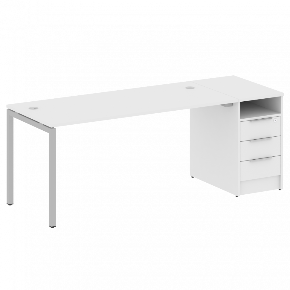 Metal System Quattro Рабочая станция с тумбой на П-образном м/к 40БП.РС-СТП-1.4 Белый/Металл Серый 2 Metal System Quattro Рабочая станция с тумбой на П-образном м/к 40БП.РС-СТП-1.4 Белый/Металл Серый 2