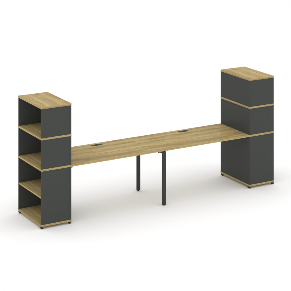 Concept Рабочая станция с опорными стеллажами с надставкой выс. CN.ORS-213 Дуб Винченцо/Антрацит/Мет