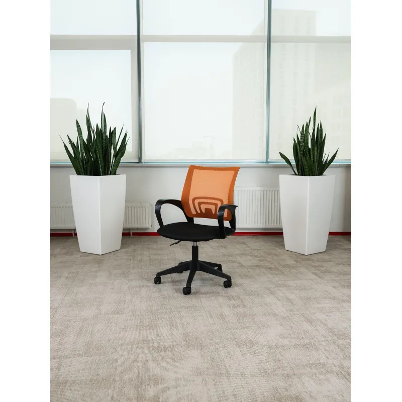 Кресло 0MX_VB_Echair-396 (LT) сетка/ткань оранжевый пластик