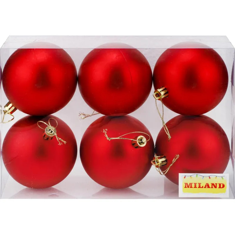 Набор шаров новогодних матовых елочных Красный бархат 6см(6шт) НУ-6949