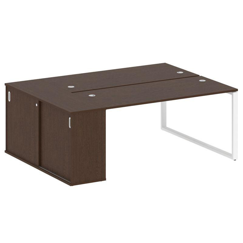 Metal System Рабочая станция с шкафом-купе на О-образном м/к БО.РС-СШК-1.4 Т Венге Цаво/Металл Белый